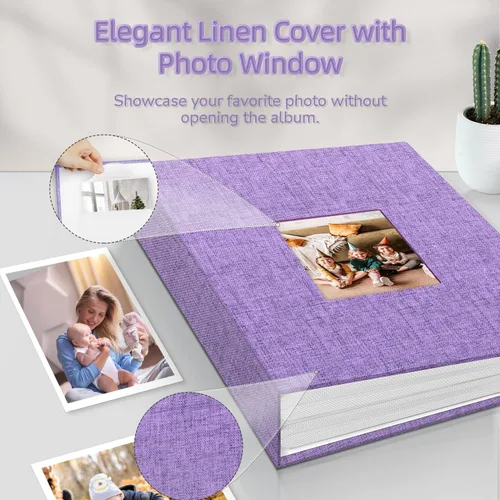 Miniatura 2 de Álbum de fotos popotop 4x6 - 100 fotos, libros de fotos con 100 bolsillos verticales, álbumes con cubierta de lino para fotos familiares, de boda