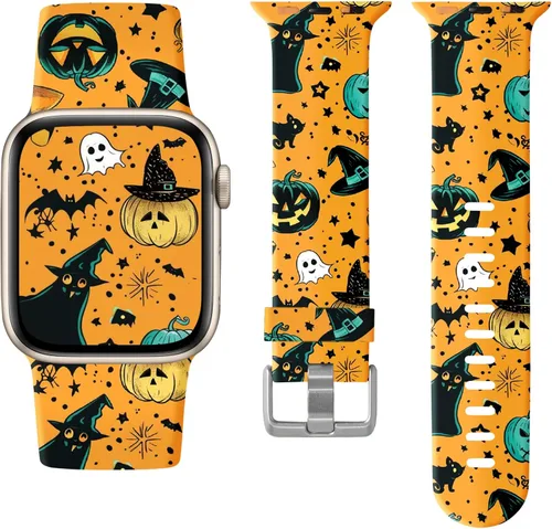 Miniatura 22 de Laffav Compatible con Apple Watch Bandas de 42mm 41mm 40mm 38mm para Mujeres y Hombres, Pulseras de Silicona Suave con Patrón Impreso Indeleble