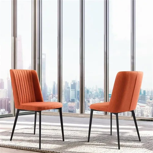 Miniatura 2 de Armen Living Silla de comedor Maine, tapicería de tela naranja, altura del asiento de 18.5 pulgadas