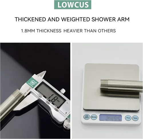 Miniatura 2 de Brazo de ducha montado en el techo de extensión de acero inoxidable de alta densidad y brida para brazo de ducha de rosca engrosada U4999-SS de 10