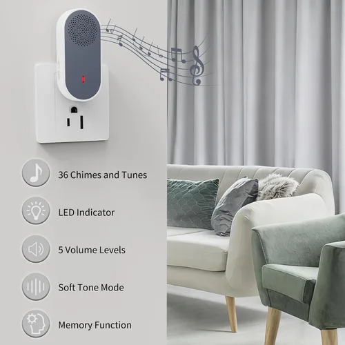 Miniatura 4 de Kit de timbre inalámbrico para el hogar, aula, dormitorio, habitación de los niños, timbre de puerta remoto seguro con botón, funciona