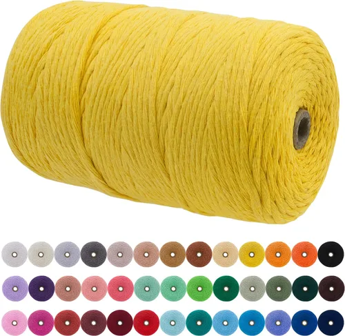 Miniatura 46 de JeogYong Cordón de macramé de un solo hilo 2mm x 164 yardas (492 pies) Cuerda de algodón suave, hilo de macramé 2 mm, suministros de macramé