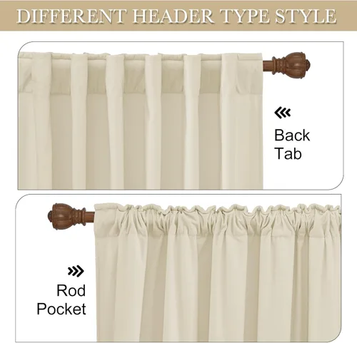Miniatura 5 de RYB HOME - Cortinas de terciopelo beige, cortinas decorativas resistentes con pestaña trasera, cubierta de privacidad para oscurecer habitación