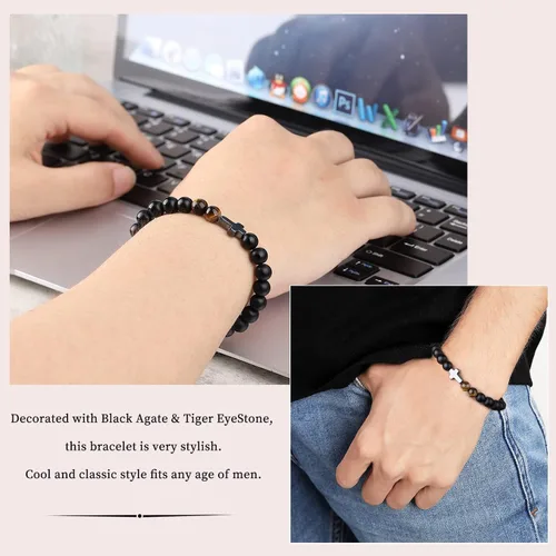 Miniatura 4 de Cross Bracelet for Men, Boys, Son,Boyfriend, Husband, Man, Soulmate, Dad, Grandpa, Grandson, Bonus Dad, Uncle, Brother, Nephew- Anniversary