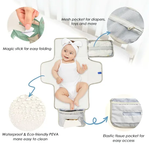 Miniatura 3 de Kigai Cambiador de pañales portátil con diseño de dragón lindo para bebé, impermeable y plegable, para baby shower, niñas y niños recién nacidos