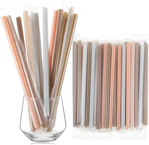 Miniatura 11 de Tessco for you 600 piezas de 25 cm de pajitas jumbo para batidos a granel de 10 mm de plástico desechable con burbujas de té de boca ancha envueltas