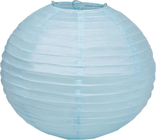 Miniatura 2 de Paquete de 3 linternas redondas de papel para decoración de boda y fiesta de cumpleaños (azul bebé, 4 pulgadas/3.9 in)