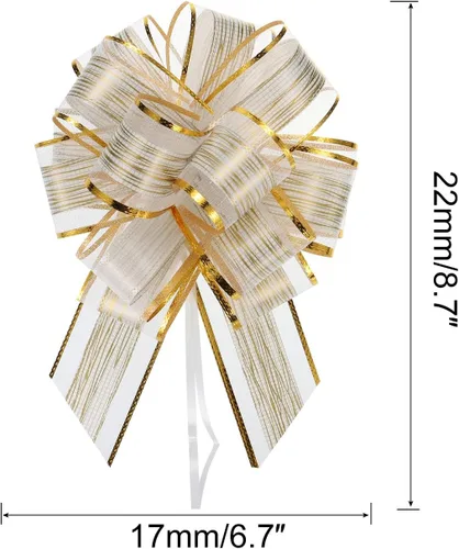 Miniatura 2 de MECCANIXITY 20 lazos grandes de 7 pulgadas para envolver regalos, cinta de organza color blanco crema para cestas de boda, regalos de fiesta