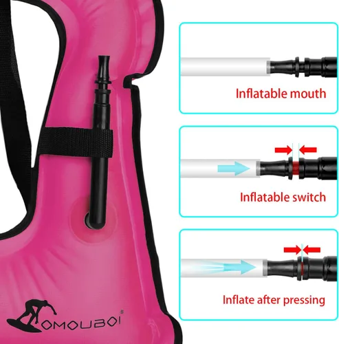 Miniatura 5 de Chaleco de esnórquel para adultos, chaleco de natación inflable para mujeres/hombres, chalecos de natación para kayak, remo, pesca, surf, esnórquel