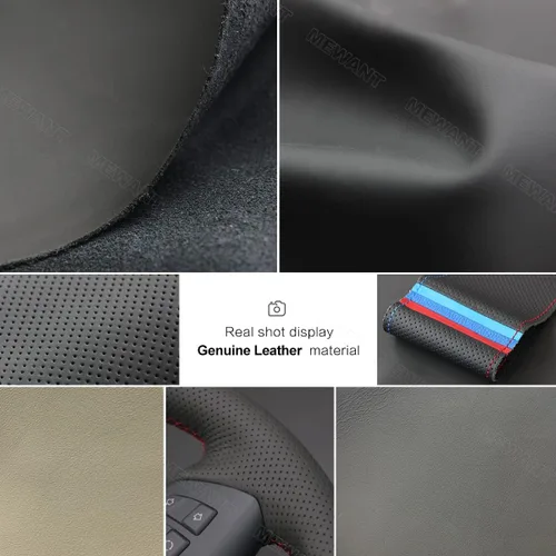 Miniatura 3 de MEWANT F150 - Fundas para volante de automóvil Ford, cuero de gamuza cosido a mano para Ford F-150 Raptor 2015-2020