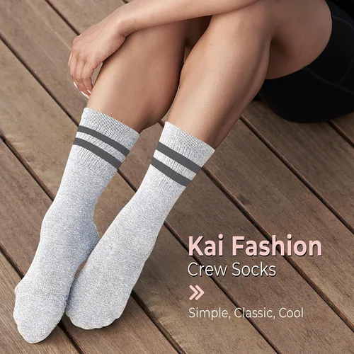 Miniatura 5 de TAVI Kai Fashion Crew Grip Calcetines Para zapatilla Barre, Pilates y Yoga con empuñaduras para mujeres y hombres