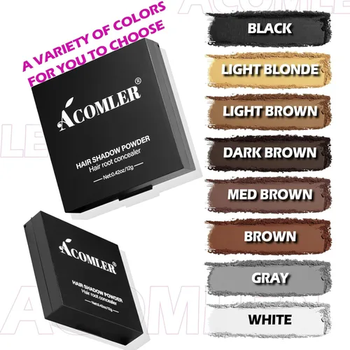 Miniatura 2 de Acomler Tinte para retoque de raíz, cobertura instantánea de raíz, polvo de línea capilar negra, fibras de cabello gris para adelgazamiento, polvo