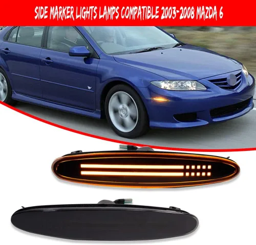 Miniatura 3 de Lente ahumada ámbar LED delantero marcador lateral luz Fender lámpara compatible con Mazda 6 Mazdaspeed6 GG GY GG1 GY1 Pieza OEM GK2A515E0A