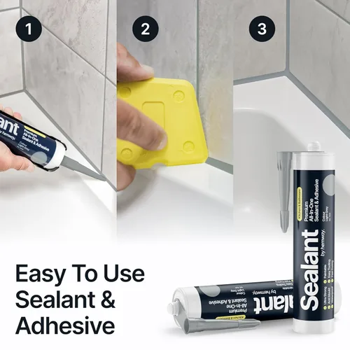 Miniatura 2 de Sellador Adhesivo de Polímero Híbrido Gris Claro para Cocina y Baño 13.1oz Todo en Uno Impermeable Resistente a la Intemperie Pintable