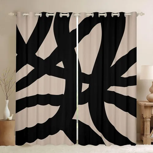 Miniatura 9 de jejeloiu Cortinas grises y rojas para dormitorio, sala de estar (2 paneles, 38 x 45 pulgadas), cortinas opacas con rayas geométricas, cortinas