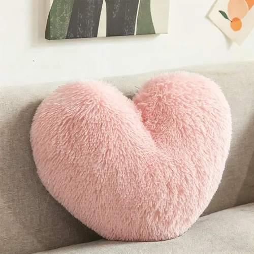 Miniatura 10 de MorroMorn Almohadas de Pelo Esponjoso en Forma de Corazón, Almohadas Decorativas Peludas para Sofá, Cama, Decoración Linda de Habitación