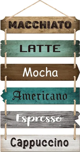Chunful Letreros de barra de café para decoración de pared, accesorios de café vintage, arte de pared para granja, placa de madera rústica para