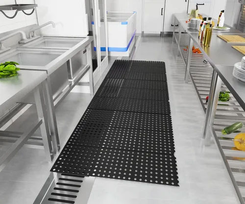 ROVSUN Paquete de 4 tapetes de goma entrelazados de 36 x 36 pulgadas para restaurante, cocina, bar, garaje, suelos antifatiga, antideslizante, para