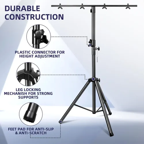 Miniatura 4 de DJ Lights Stand 41-95 Inch, Heavy Duty DJ Stand 1 Pack, Portable Par Can Tripod Stage Light Stand Adjustable Height, DJ Lighting T Bar Suitable for