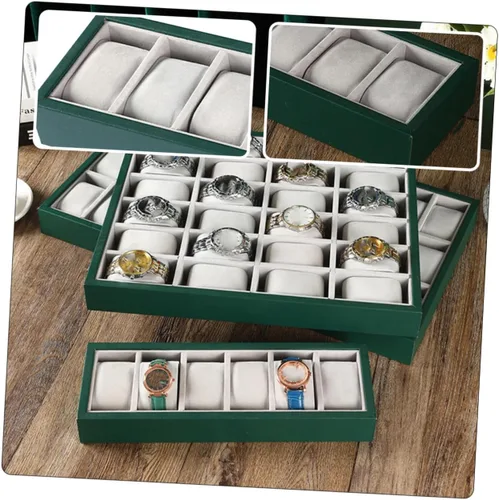 Miniatura 6 de LIFKOME 2pcs 6-grid Watch Storage Multi-function Watch Organizer Bracelet Display Tray Watch Holder Green Watches for Men Shop Bracelet Organizer