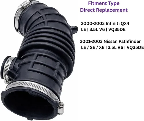 Miniatura 2 de Conjunto de conducto de manguera de entrada de aire sin resonador para Pathfinder Infiniti QX4 3.5L V6 2001-2003, reemplaza 16576-4W00A 16576-4W000