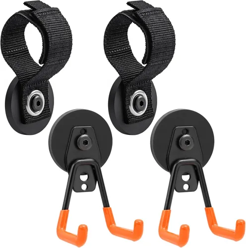 Homde Gancho magnético resistente, combinación de 2 correas y 2 soportes magnéticos, colgador de garaje fuerte de 2.6 pulgadas para taller, caja de