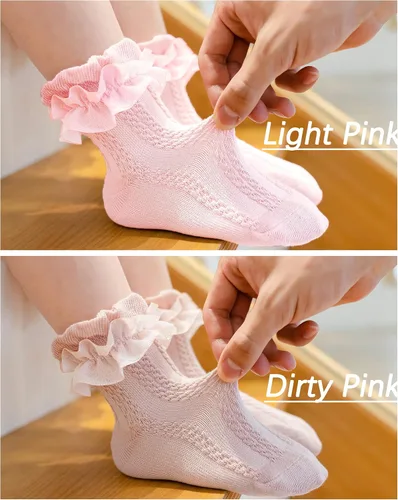 Miniatura 4 de Mini angel Calcetines de encaje con volantes para niñas, calcetines de vestir de princesa para niñas pequeñas, 36 pares