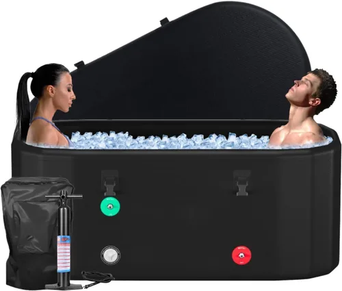 HotMax Bañera de hielo XXL de punto caído para recuperación de 216 galones, compatible con enfriadores de agua, bañera fría con tapa aislada, bañera
