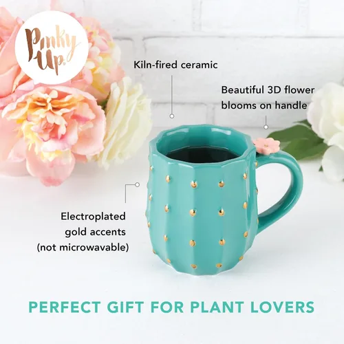 Miniatura 2 de Pinky Up Tazas de café de cerámica de cactus, tazas de té, taza de viaje, taza de latte, vasos para beber para chocolate, leche, cócteles, cócteles