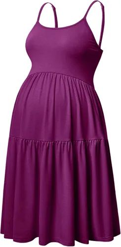 Miniatura 103 de GINKANA Vestido de maternidad sin mangas para mujer, con tirantes ajustables, vestido casual de verano para uso diario o baby shower