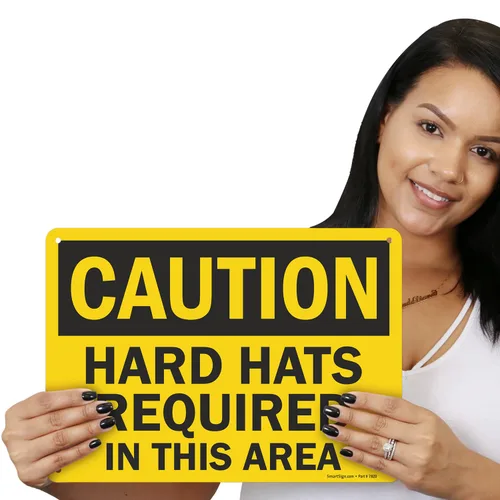 Miniatura 4 de SmartSign -S-2152-AL Letrero "Precaución - Se requieren cascos en esta área" Aluminio de 10" x 14" - Negro sobre Amarillo