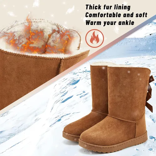 Miniatura 2 de Uoidru Womens Winter Boots For Women Mid Calf Boots Fuzzy Snow Boots Fur Lined Ankle Booties Warm Boots