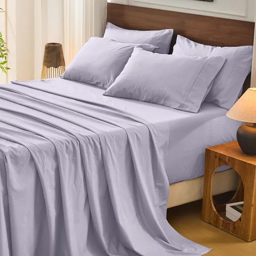 Miniatura 25 de Bedlifes Juego de sábanas de 100 % lino francés tamaño Queen, estampado floral, patrón botánico transpirable, bolsillo profundo de 16 pulgadas, 4
