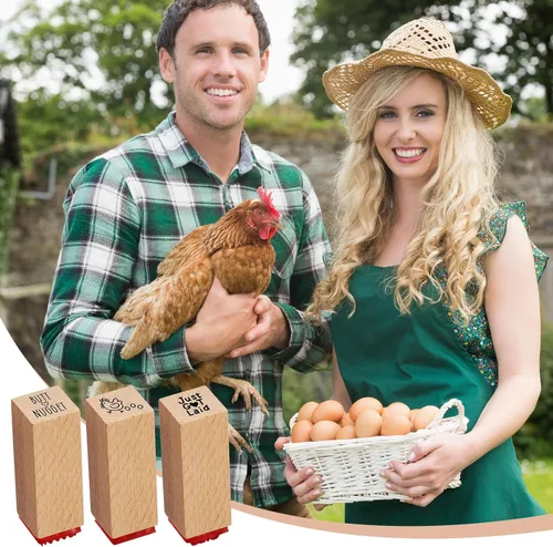 Miniatura 4 de 3 sellos de huevo fresco de 3/5 pulgadas, pequeño, mini sello de pollo para gallinero, suministros de granja para el hogar, álbumes de recortes