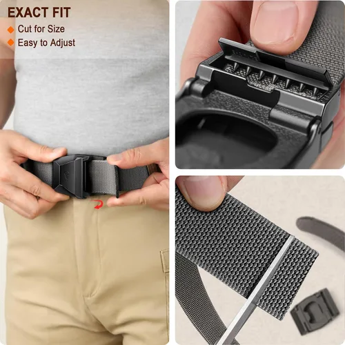 Miniatura 5 de BULLIANT Cinturón para hombre, paquete de 2 unidades, correa elástica de nailon para regalo, para hombre, trabajo, deportes, caza, senderismo