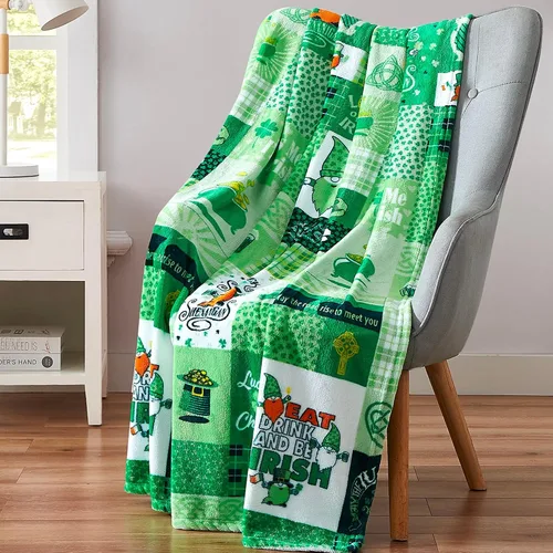 Miniatura 42 de Manta de forro polar suave para primavera de niñas y niños: bebés, pollitos, pájaros, flores en suave y acogedor amarillo, verde, rosa sobre fondo