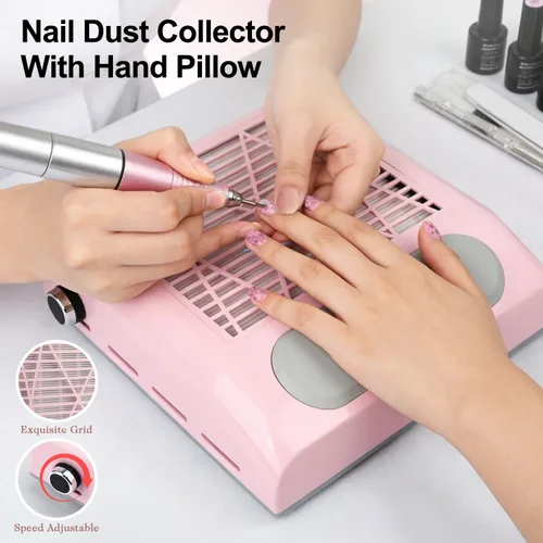 Miniatura 2 de CoFashion - Colector de polvo de uñas para uñas acrílicas, máquina de vacío, 80W, aspiradora eléctrica ajustable, filtro de uñas para manicura