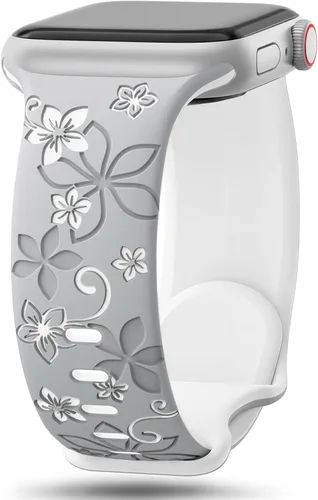 Miniatura 14 de Correas con grabado floral compatibles con Apple Watch Band de 1.49, 1.57, 1.61, 1.65, 1.73, 1.77, 1.92 pulgadas para mujeres, correas deportivas