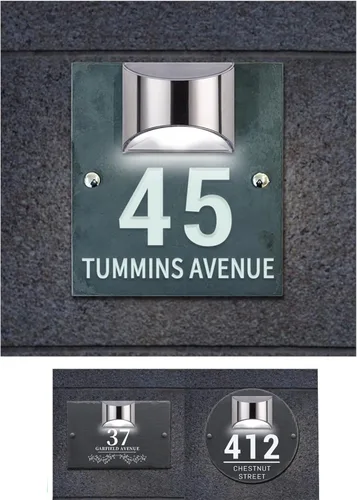 Miniatura 12 de Placa solar personalizada con números de casa, placa LED moderna para puerta, letrero acrílico para casa de jardín, montaje en la pared para casa