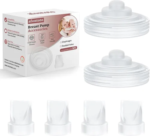 Paquete de 4 válvulas de silicona con pico de pato y 2 unidades de diafragma de silicona compatibles con el extractor de leche portátil Momcozy M5,