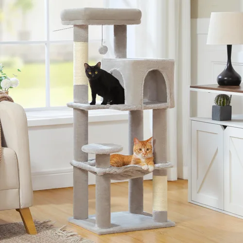 Miniatura 29 de MUTTROS Árbol para gatos de interior, torre para gatos de varios niveles de 44.5 pulgadas con hamaca grande de marco de metal, condominio para gatos