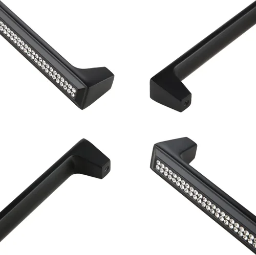 Miniatura 4 de LANC Tiradores de gabinete de cristal negro para cocina y baño, manijas de gabinete para dormitorio, pomo de gabinete negro mate brillante