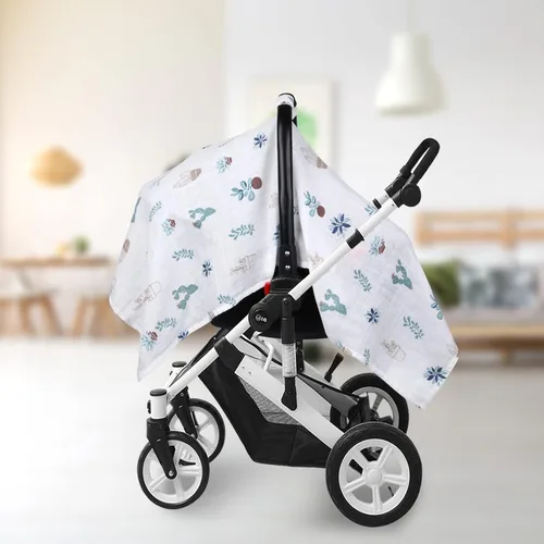 Miniatura 6 de Funda de muselina para asiento de automóvil para niños y niñas, toldo transpirable para asiento de automóvil, funda ligera para portabebés, regalo