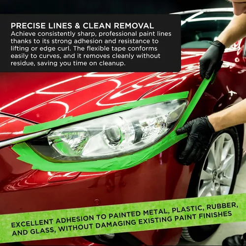 Miniatura 4 de Dura-Gold Cinta adhesiva verde automotriz de 1 pulgada (0.945 in x 55 yardas), 3 rollos – Premium alto rendimiento, resistente al calor – Pintura