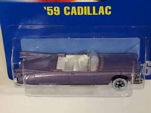 Miniatura 2 de #266 '59 Cadillac Luz Púrpura Blanco Pared Ruedas Básicas Coche Coleccionable Coche Mattel Hot Wheels