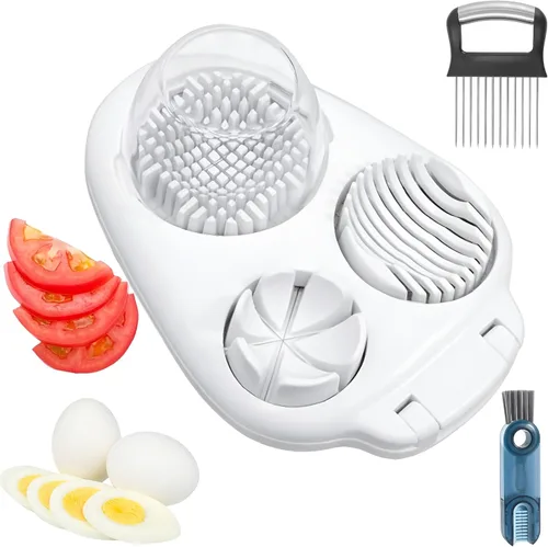 Cortador de huevos 3 en 1 para huevos duros resistente, práctico cortador de cocina - Encuentra tu regalo oculto dentro de la caja - Cortador de