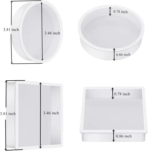 Miniatura 2 de Paquete de 8 moldes de posavasos profundos, moldes cuadrados redondos para resina epoxi, molde de silicona para posavasos de resina