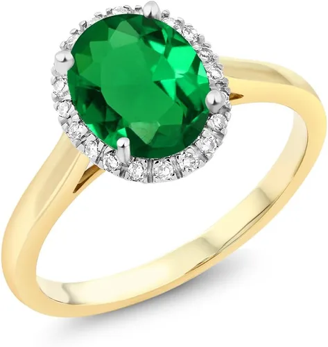 Miniatura 23 de Gem Stone King Anillo de compromiso ovalado de oro amarillo de 10 quilates con piedra natal y halo de diamantes Ovalado de 0.354 x 0.276 in