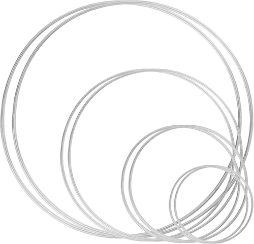 Paquete de 8 anillos de aro de metal grandes con diseño floral de macramé (6 pulgadas, 8 pulgadas, 10 pulgadas, 12 pulgadas) para hacer decoración