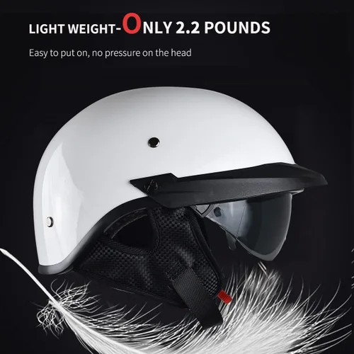 Miniatura 5 de Casco medio de motocicleta con visera para motocicleta para hombres y mujeres, casco para adultos, patinetas, vehículos todo terreno, cruceros
